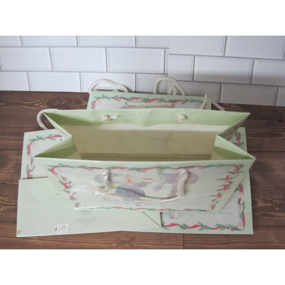 Vintage 1990 Christmas Precious Moments Gift Bag Enesco Lot of 4 - 6x7